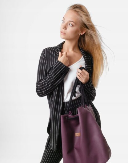 Torebka Worek Bucket Bag Torba Miejska Damska S4 - obrazek 5