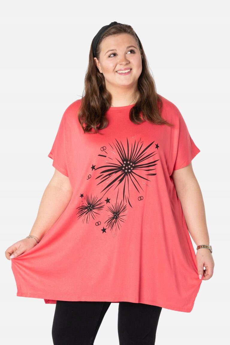 Duża Długa Bluzka Damska Tunika Oversize Top 658-5