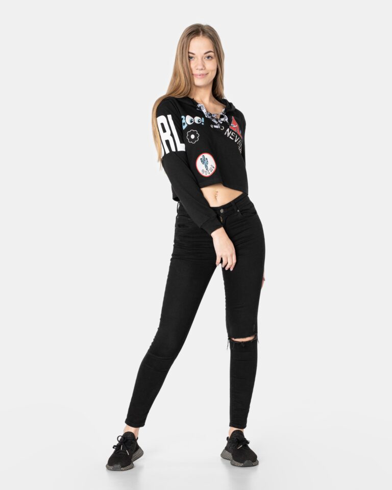 Krótka Młodzieżowa Bluzka Crop Top Bluza 845-2 r S