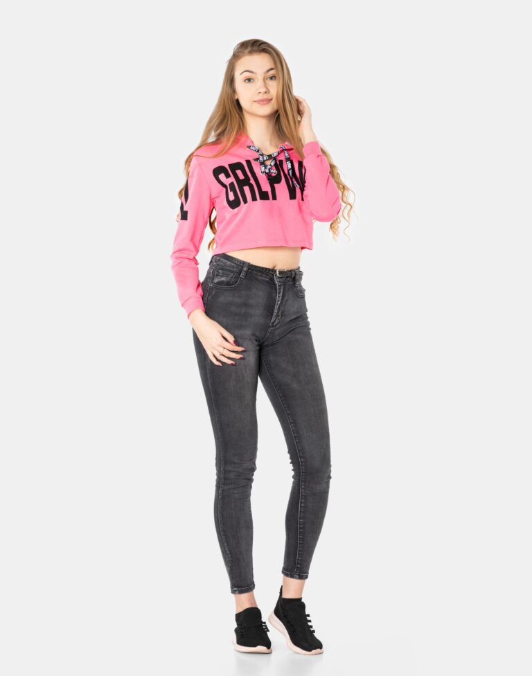 Młodzieżowa Krótka Bluzka Crop Top Bluza 842-6 r S
