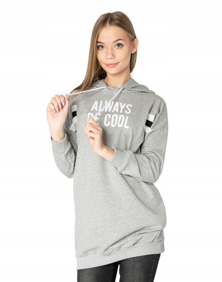 Długa Bluza Damska z Kapturem Tunika 4561-4 r XL