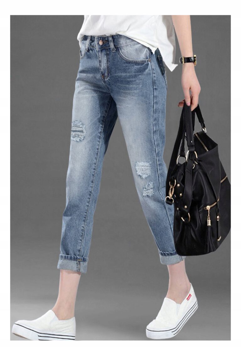 Jeansy Damskie z Przetarciami Dziurami ZY017 72 cm