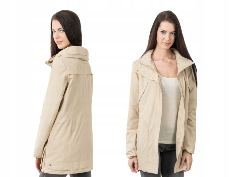 Elegancka Kurtka Damska Wiatrówka 57134 XXL beżowa