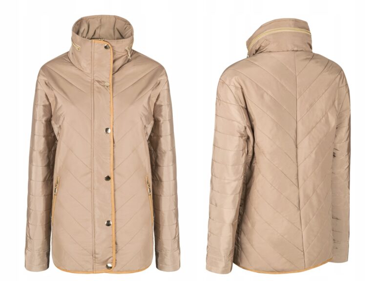 Pikowana Kurtka Damska z Kapturem 50057 3XL camel