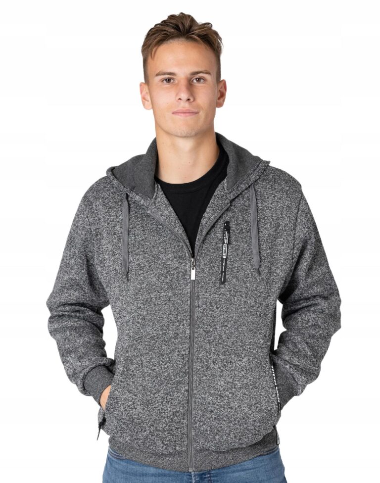 Ciepła Bluza Męska Rozsuwana z Kapturem 0226-2 XL