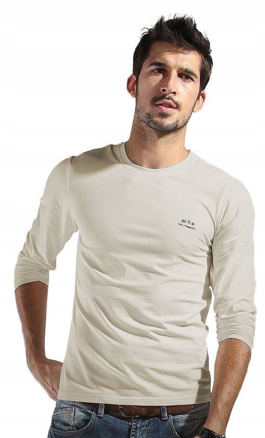 Duża Koszulka Męska z Długim Rękawem WXM 3XL beżow