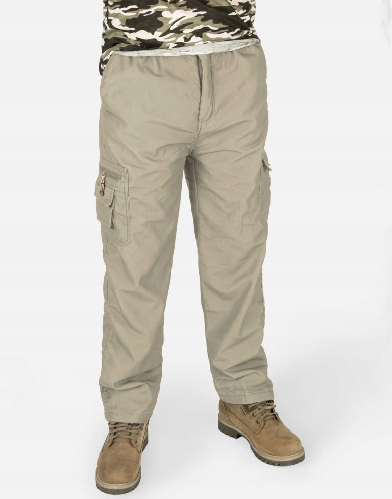 Spodnie Bojówki Ocieplane Ciepłe 1159 XL beżowy