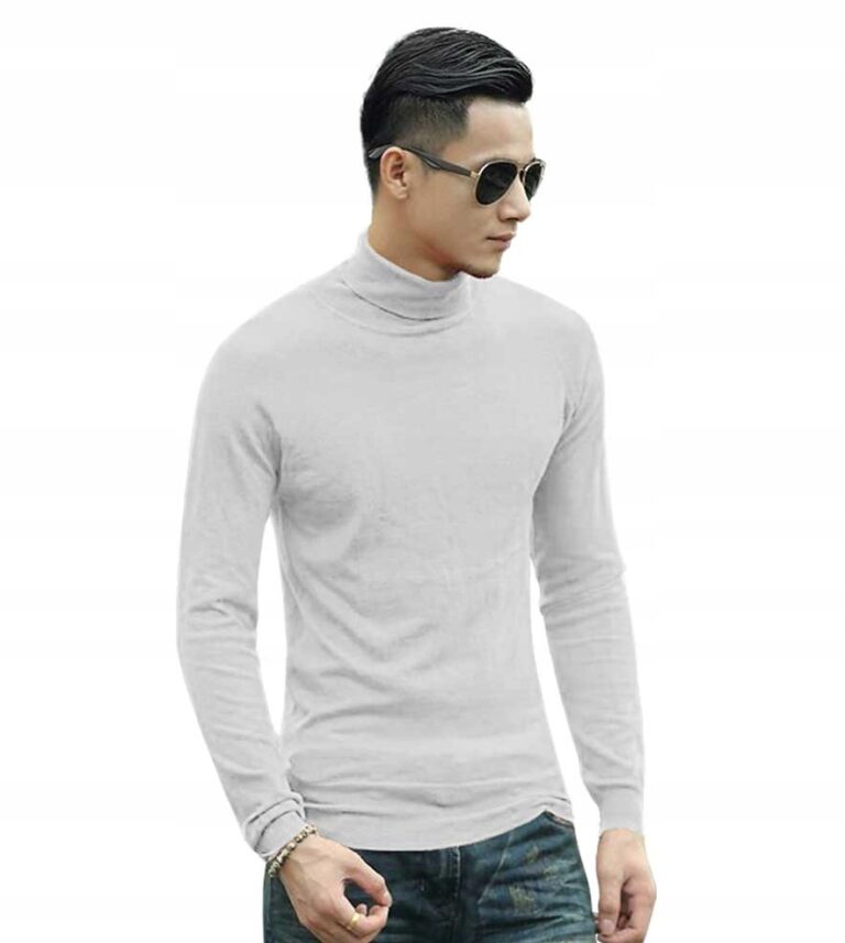 Elegancki golf sweter męski AREK swetry XXL biały