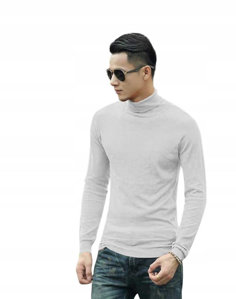 Elegancki golf sweter męski AREK swetry XXL biały