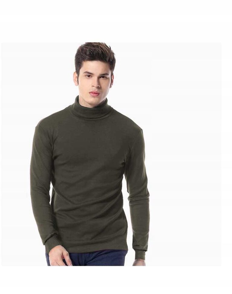 Elegancki golf sweter męski AREK swetry L oliwkowy