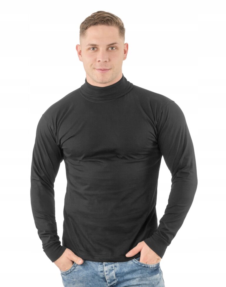 Elegancki Sweter Golf Męski Golfy WXM r 6XL czarny