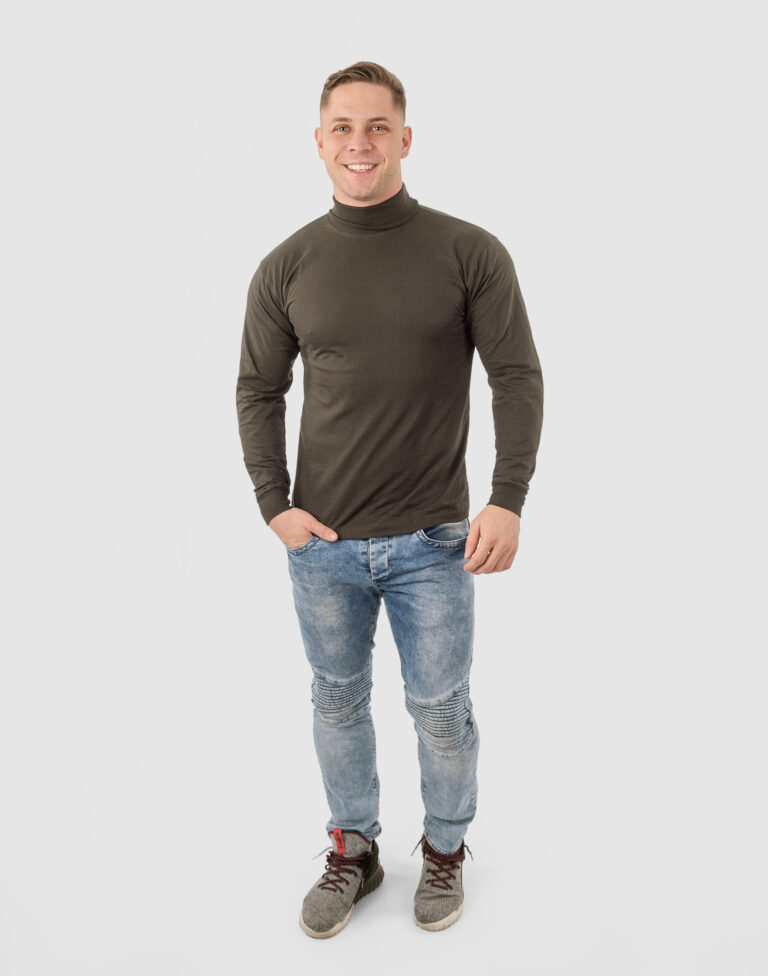 Elegancki Sweter Golf Męski Golfy WXM r M brązowy