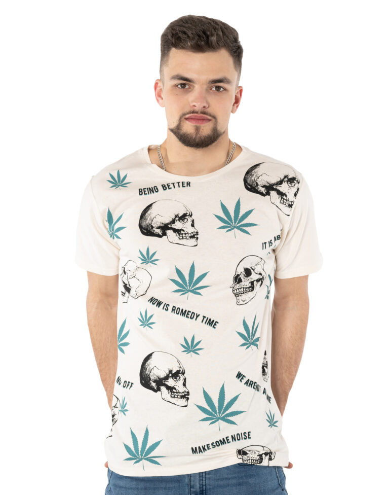 Koszulka Podkoszulek Czaszka Marihuana KM25-04 r L