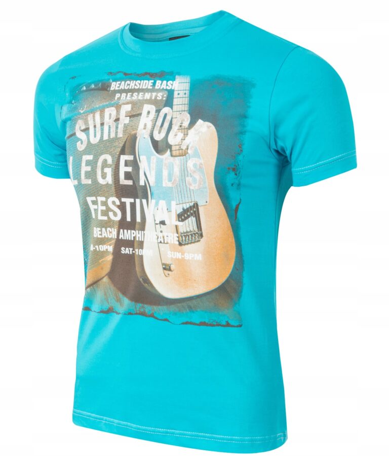 T-shirt Koszulka Koszulki Męskie SURF r M turkus