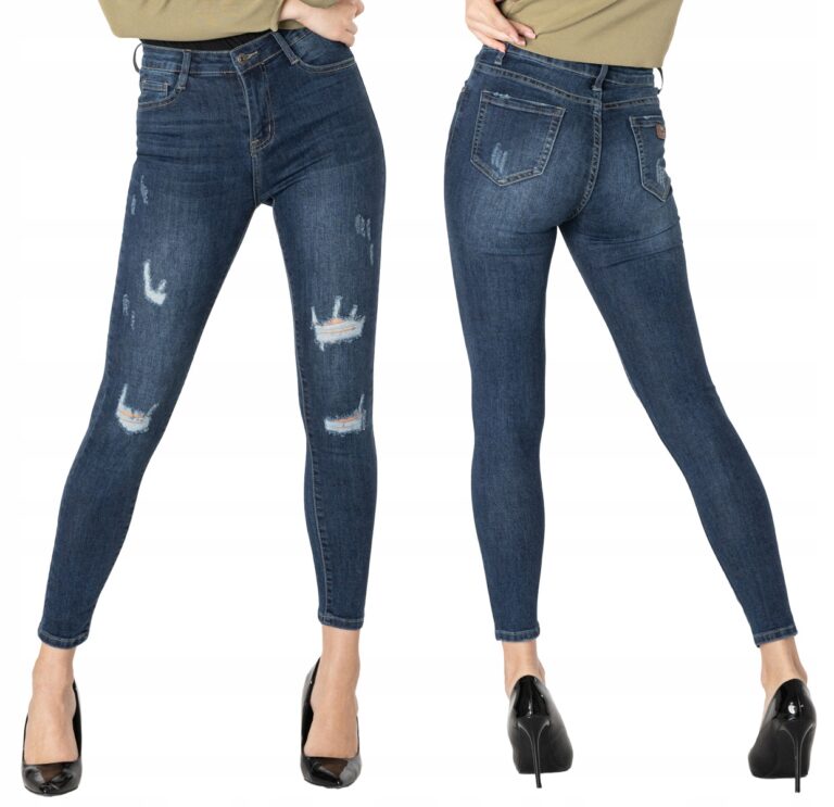 Spodnie Jeansy Rurki Przetarcia Dziury R700 L/40