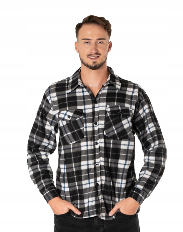 Ciepła Koszula Męska Ocieplana z Polaru 222-04 4XL