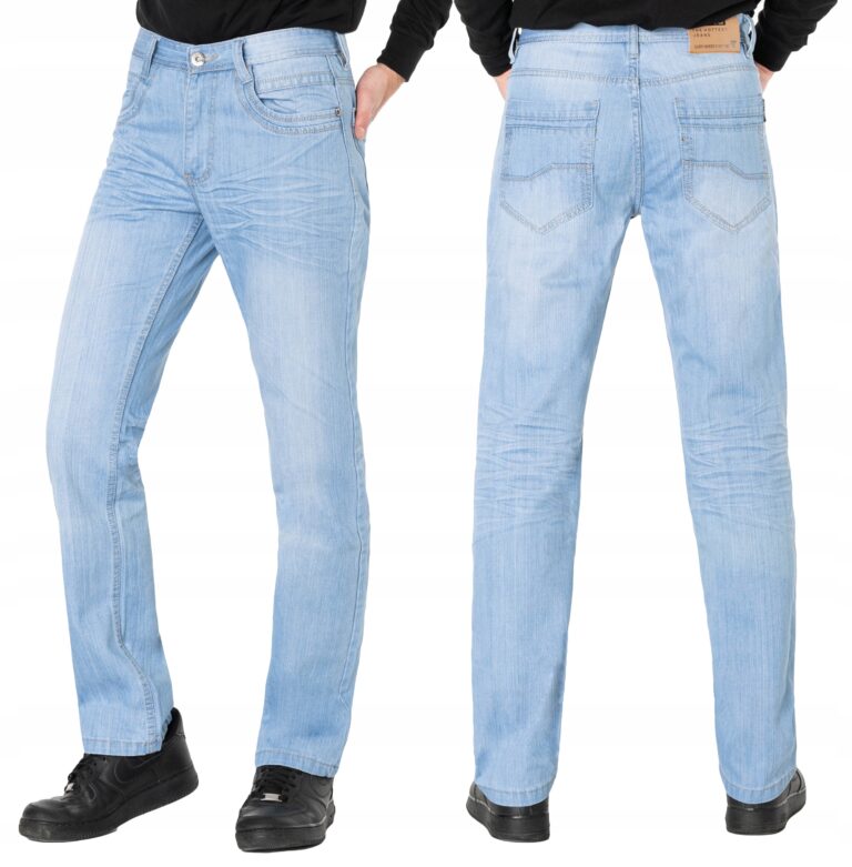 Jasne Jeansy Spodnie Męskie Dżinsowe LA124 W38 L32