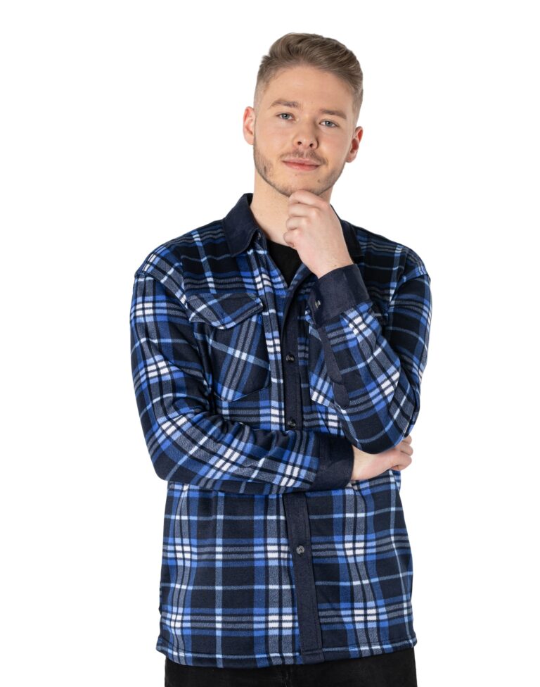 Ciepła Koszula Męska w Kratę Ocieplana 2392-02 XL