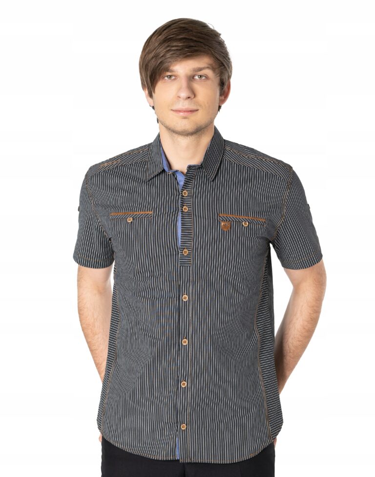 Koszula Męska Bawełniana Krótki Rękaw 6401-2 r XXL