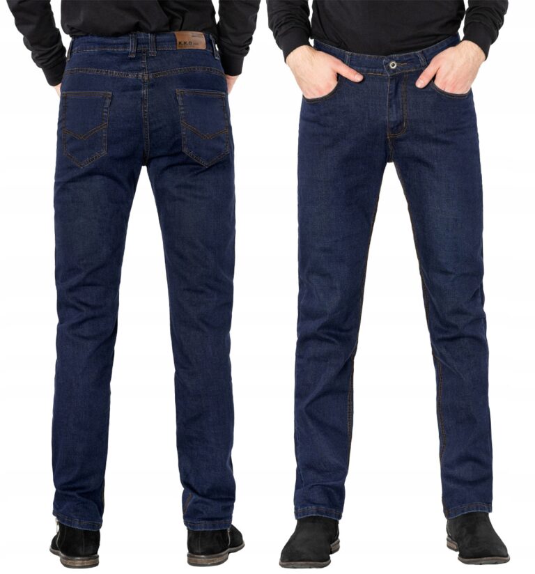 Granatowe Jeansy Męskie Spodnie Dżins 0805 W33 L32