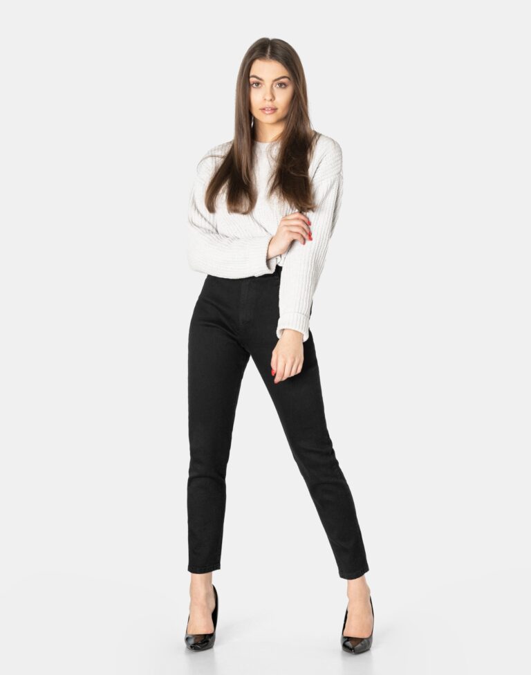 Duże Czarne Jeansy Rurki Spodnie Damskie 2143 W 42