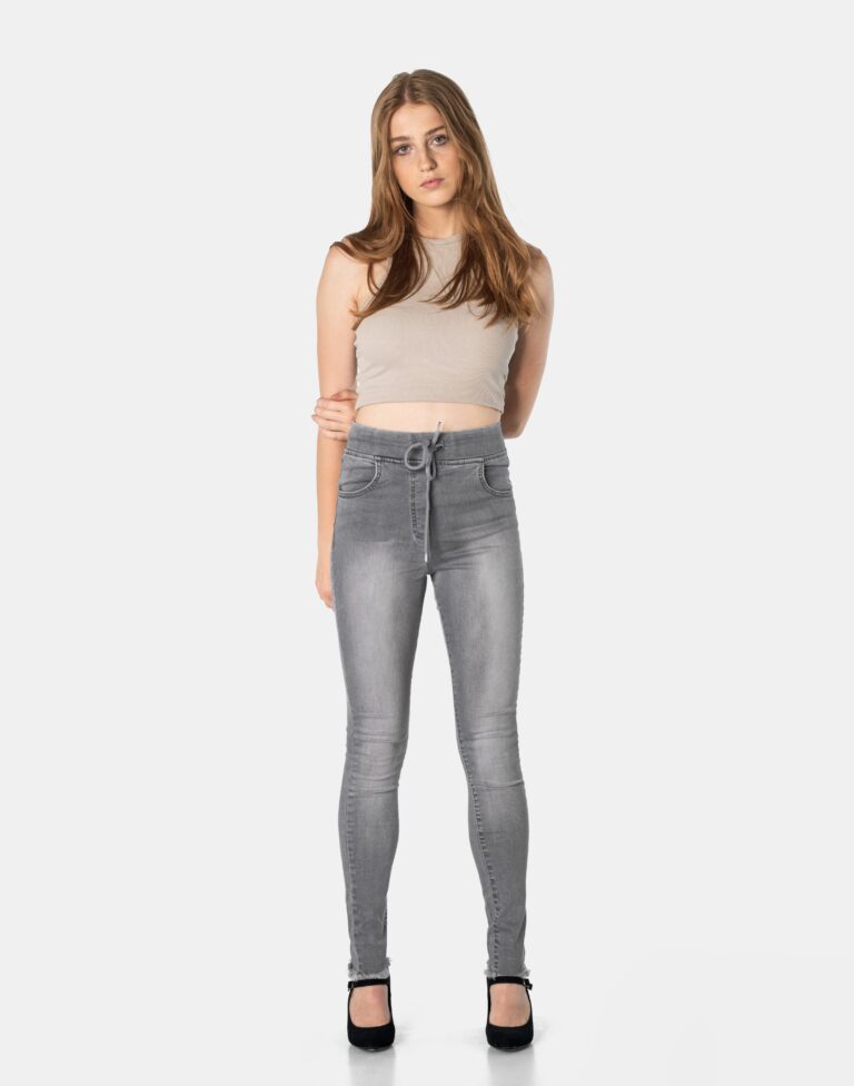 Spodnie Jeansy Rurki Damskie Wysoki Stan 9021-3 32