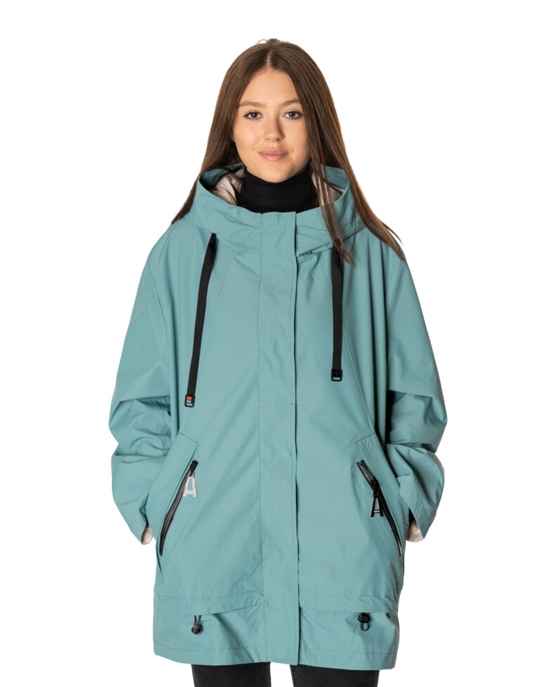 Duża Kurtka Damska Przejściowa Wiatrówka Płaszczyk z Kapturem F801-05 62/64