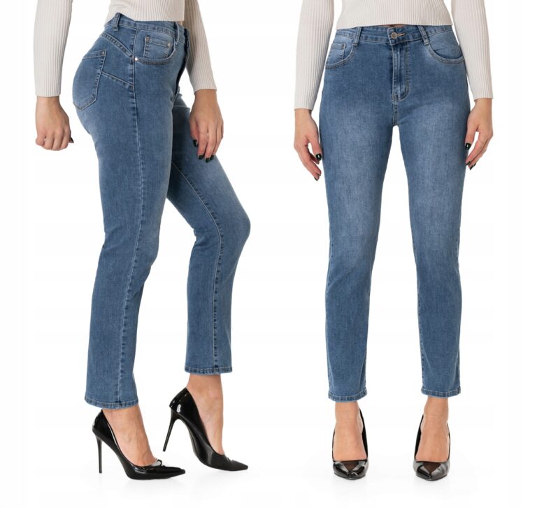 Jasne Jeansy Rurki Spodnie Damskie Push-Up 2156 38