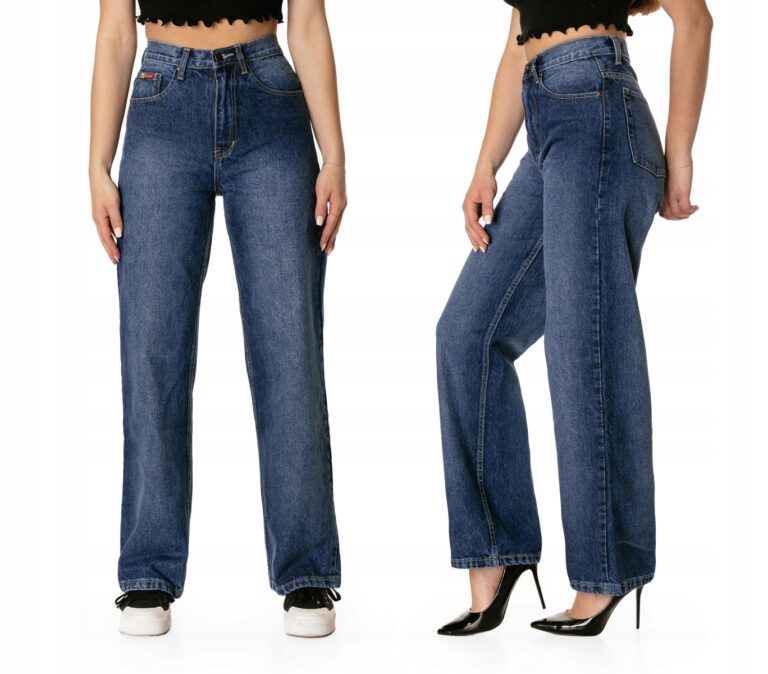 Szerokie Spodnie Szwedy Dzwony Jeans Damski J89 33