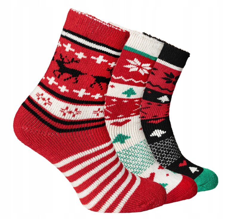 3 Ciepłe Skarpety na Święta Wełna Alpaka 460 39-42