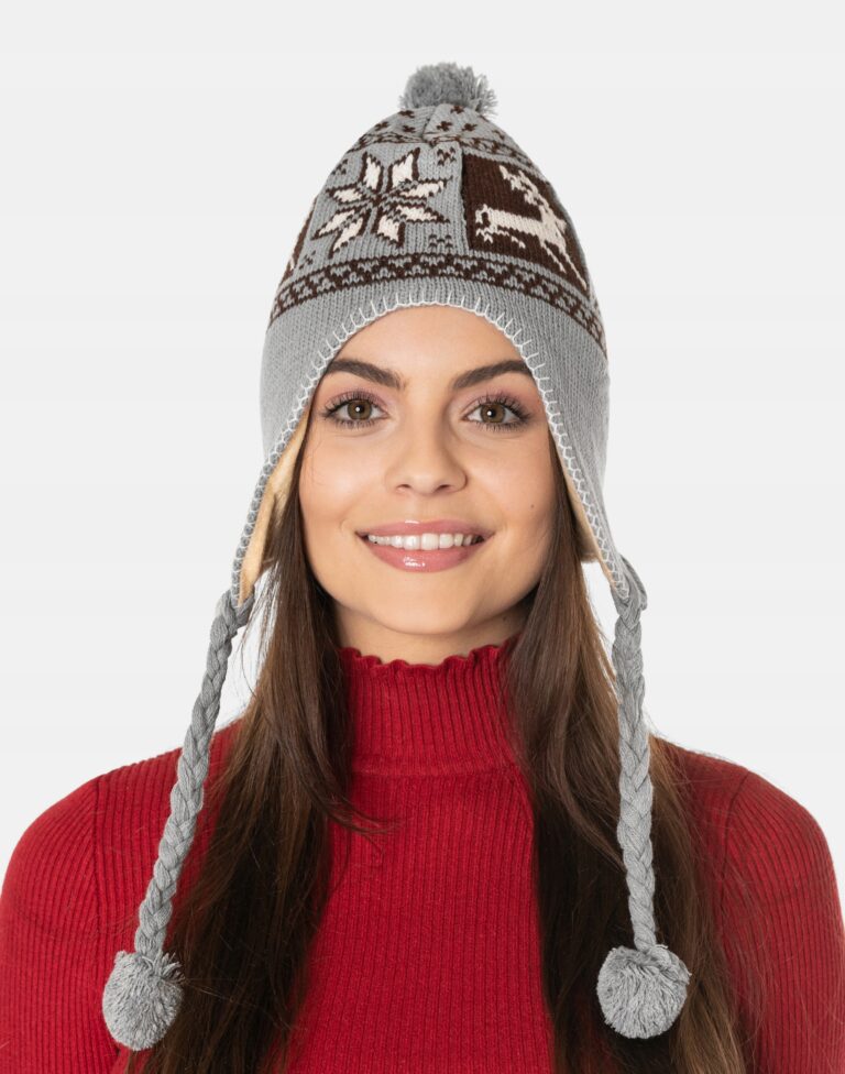 Czapka Zimowa Damska Peruwianka Warkoczami 3794-03