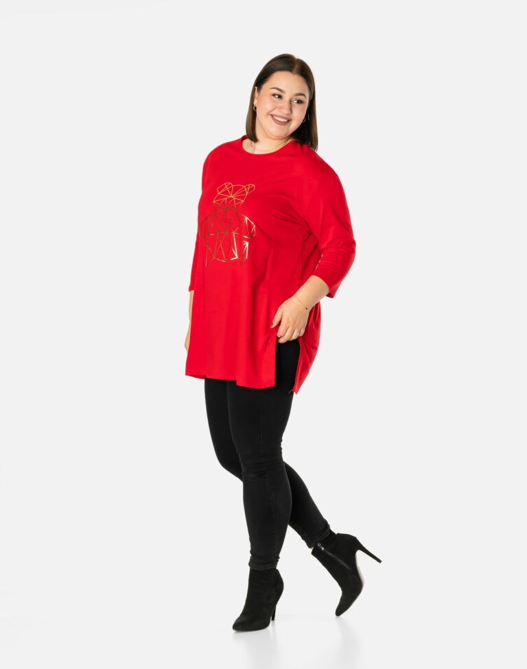 Dłuższa Bluzka Tunika Damska Duży Rozmiar 641-2