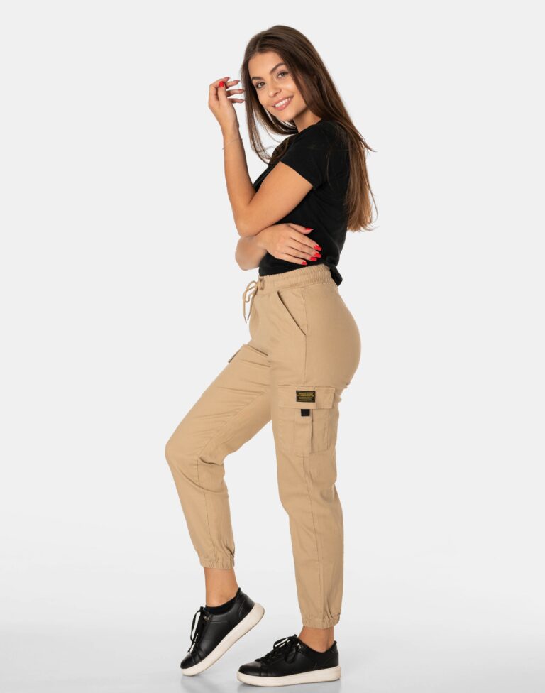 Bojówki Cargo Spodnie Damskie Wysoki Stan LQ010 29