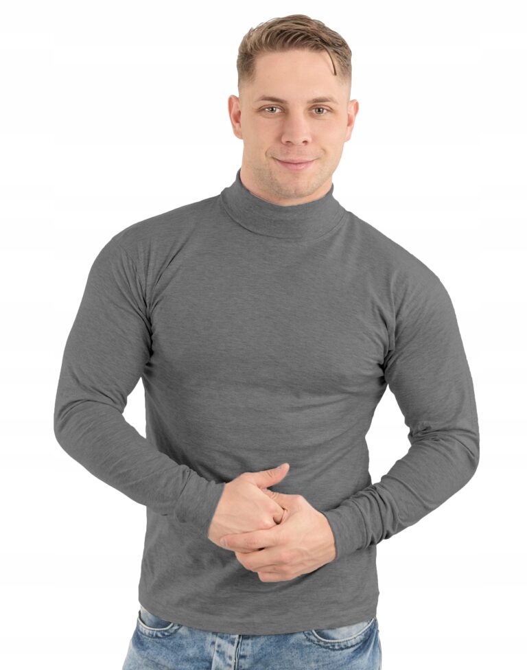 Elegancki Sweter Golf Męski Golfy WXM r 5XL szary