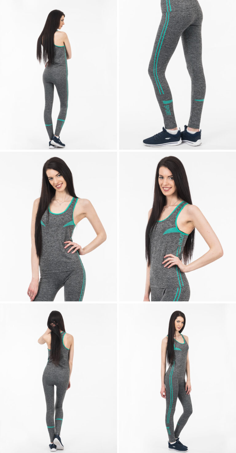 Komplet Sportowy Koszulka Legginsy SET1 S/M morski