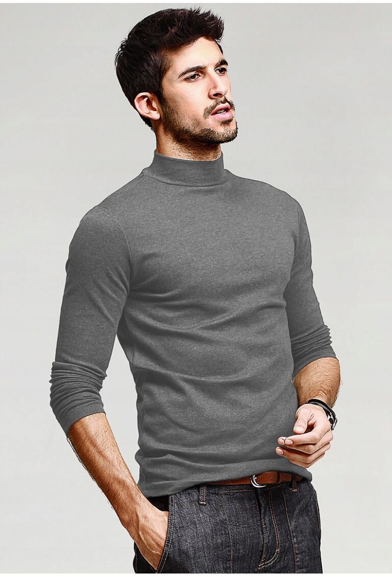 Elegancki półgolf sweter męski golf WXM r L szary