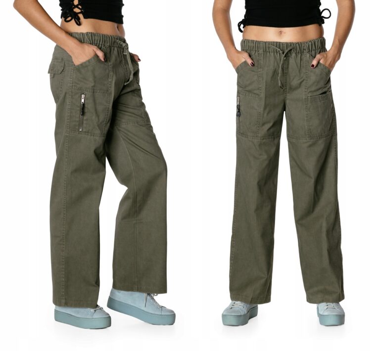 Szerokie Luźne Spodnie Parachute Cargo 10207-3 W31