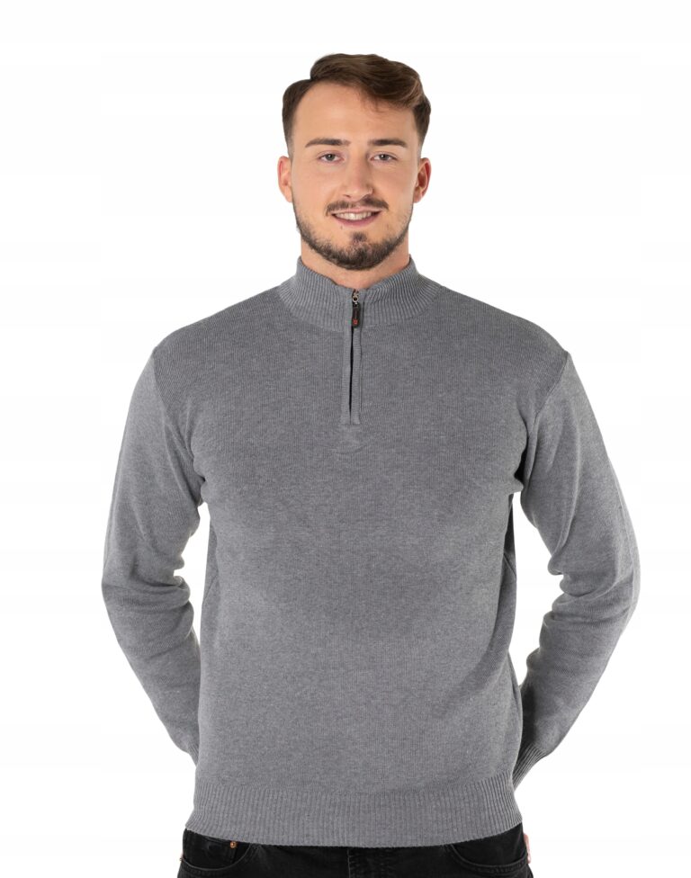 Duży Sweter Męski Półgolf Rozsuwany Golf 190-1 4XL