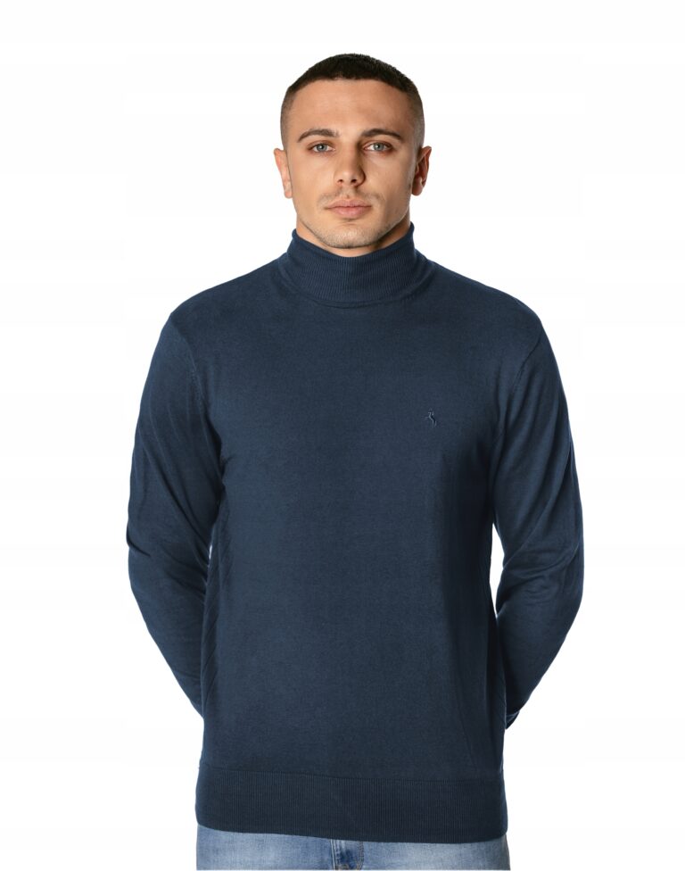 Elegancki Cienki Sweter Męski Golf Klasyczny Gładki 12 Kolorów S2S C113 r M