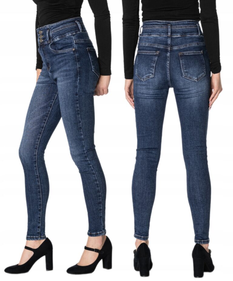 Spodnie Damskie Jeansy Rurki SKINNY Jeansowe Wysoki Stan Dżinsy 5202 W26