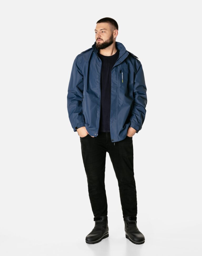 Kurtka Męska Przejściowa z Kapturem Wiatrówka Polar Kaptur 2165-04 r XXL