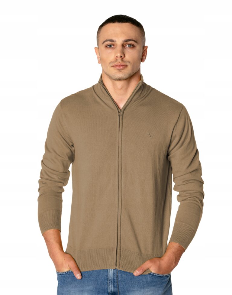Elegancki Cienki Sweter Męski Rozsuwany na Zamek Półgolf Golf S3S C62 r XXL