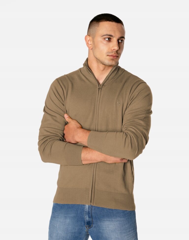 Elegancki Cienki Sweter Męski Rozsuwany na Zamek Półgolf Golf S3S C62 r XXL