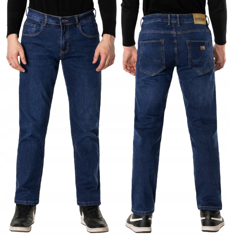 DUŻE Spodnie Jeans Męskie Texasy Dżinsy Klasyczne Proste Granat 7305 W43L32