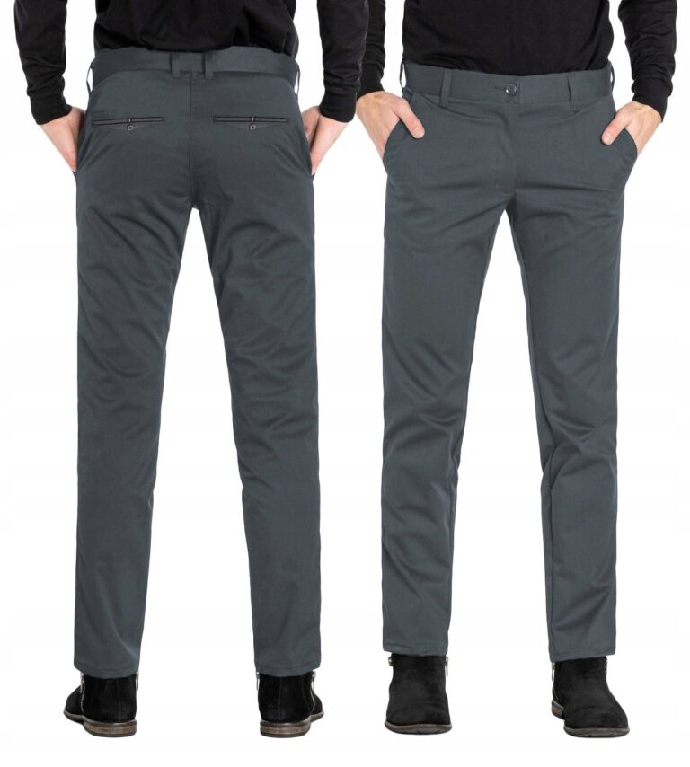 Eleganckie Spodnie Męskie Chino Wizytowe Bawełniane Materiałowe 43539 35/34