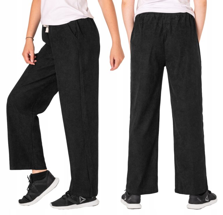 Ciepłe Szerokie Luźne Spodnie Damskie Szwedy Wysoki Stan Sztruks 967-2 4XL