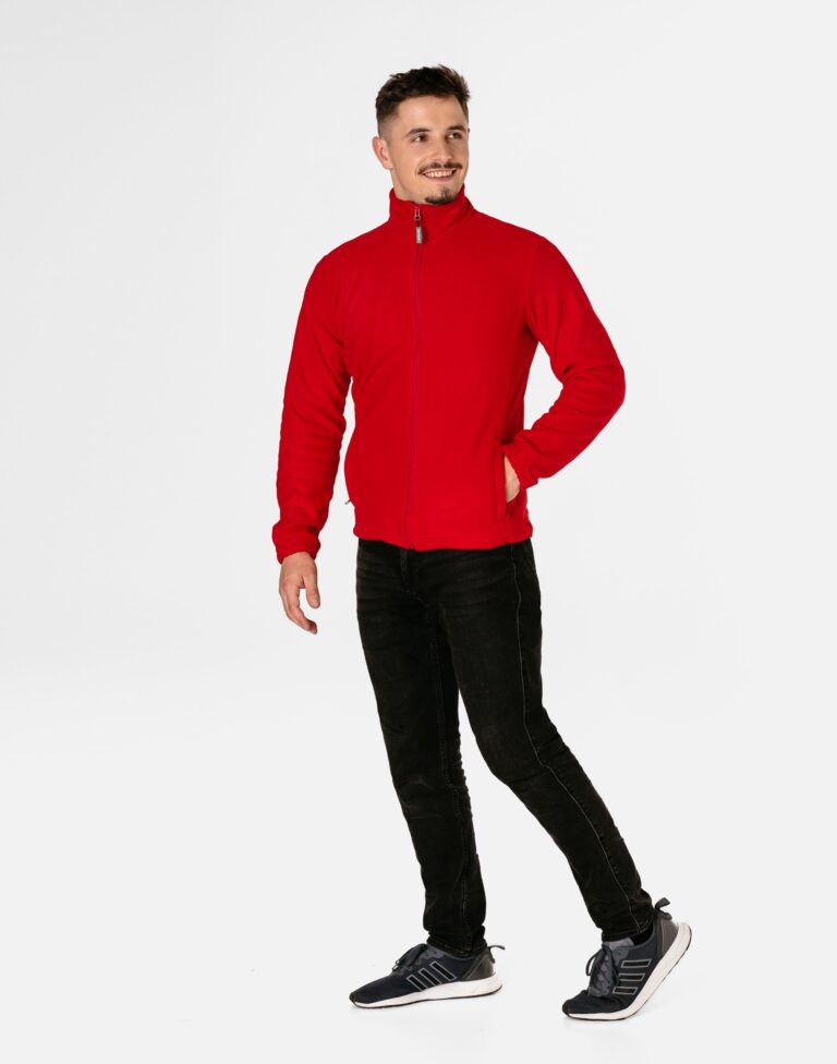 Ciepła Bluza Polarowa Męska Rozsuwana Polar Męski Rozpinany BARY M czerwony