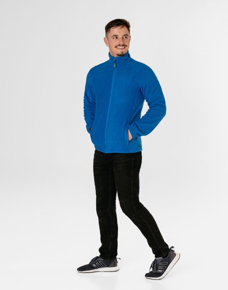 Ciepła Bluza Polarowa Męska Rozsuwana Polar Męski Rozpinany BARY L niebiesk