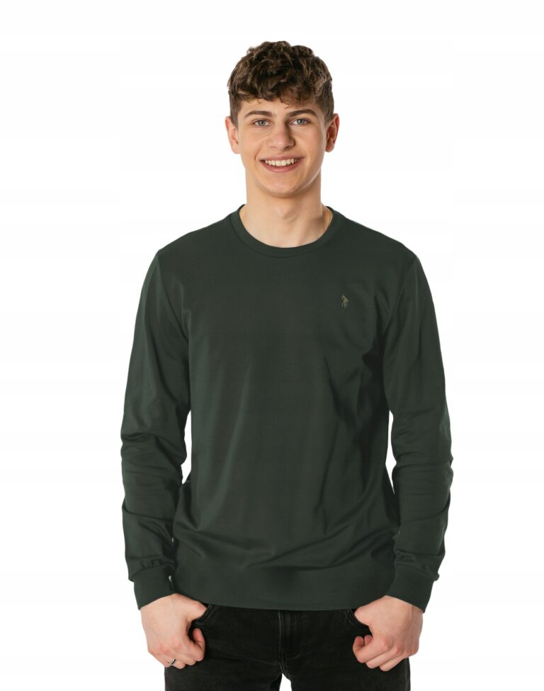 Bluza Koszulka Męska Bawełniana Podkoszulek Tshirt z Długim Rękawem K17-8 L
