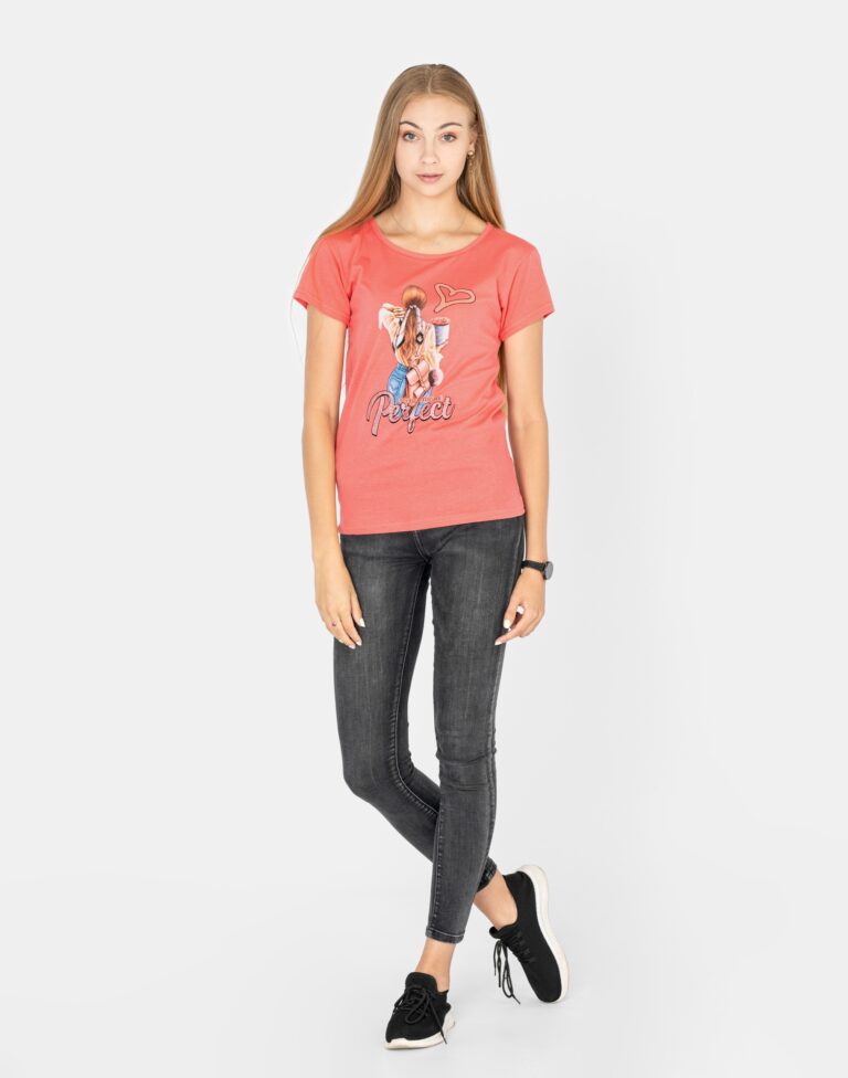 Koszulka Bluzka Damska Bawełniana z Krótkim Rękawem Top T-Shirt KD02-6 XL